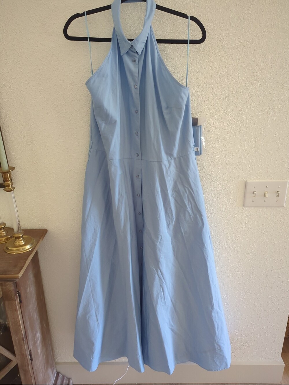 Boston Proper Maxi Length Belted Poplin Collared Shirt Dress Blue size 16 NWT - Picture 4 of 13